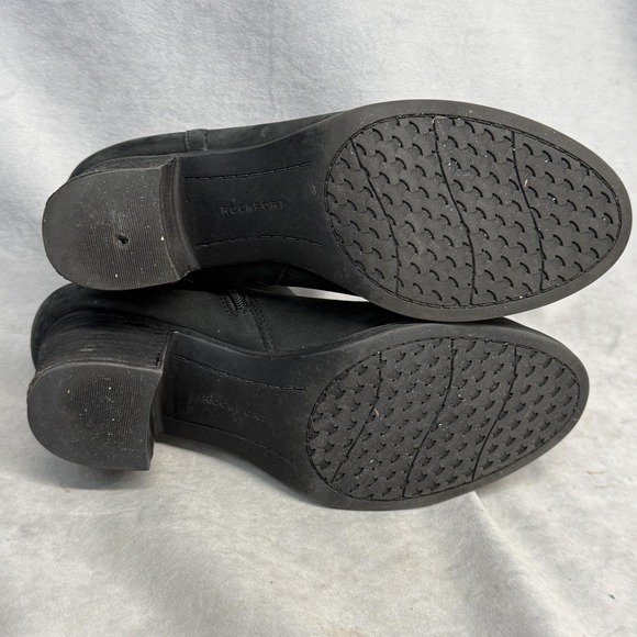 Rockport Boots Womens Size 10 Black Leather Ankle Zip Block Heel CG4150 - Picture 7 of 12